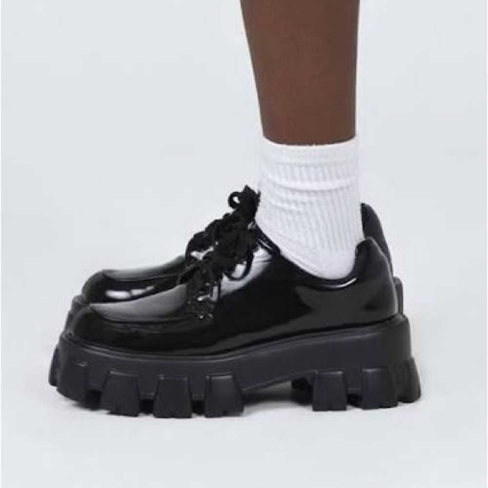 Princess Polly Glossy Black Platform Shoes